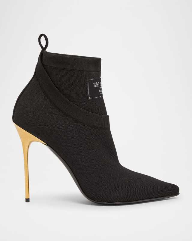 Crewneck Knit Stiletto Ankle Boots